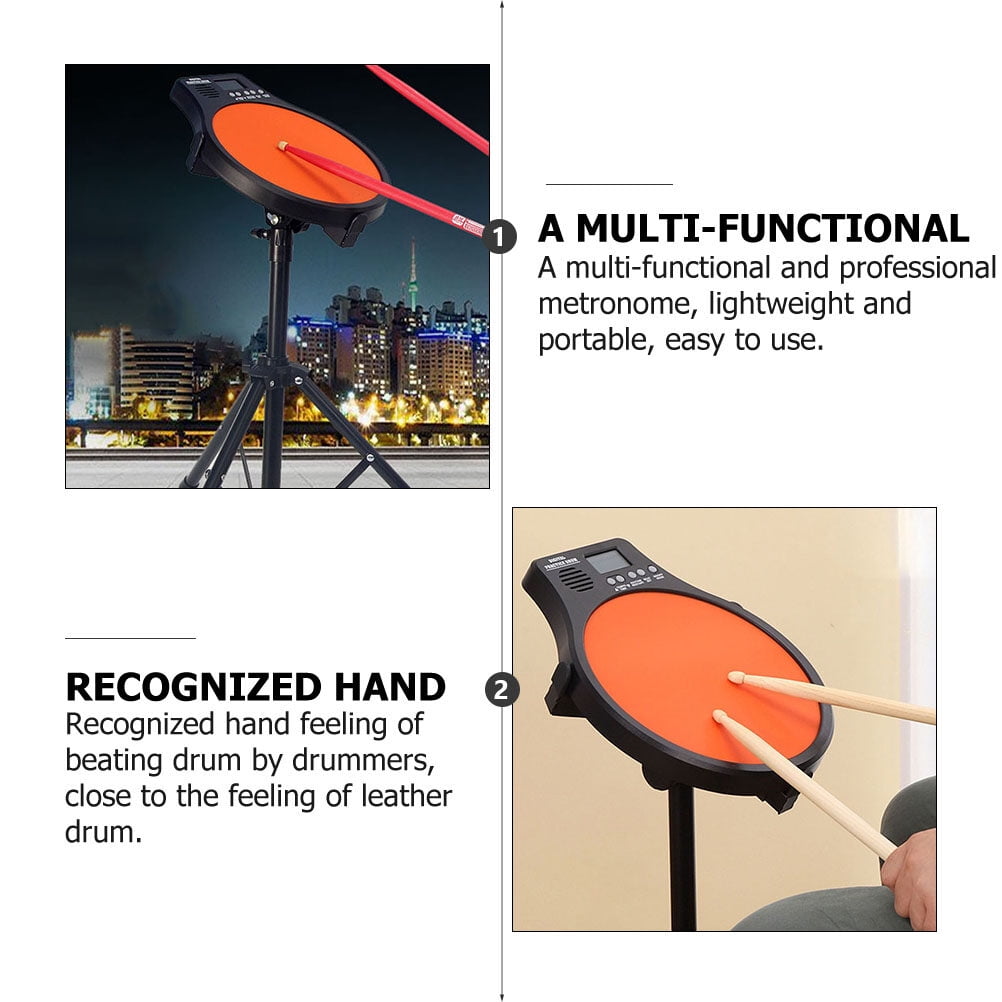 2 PCS Metronome Kit Drum Training Pad Practice Tools Orange