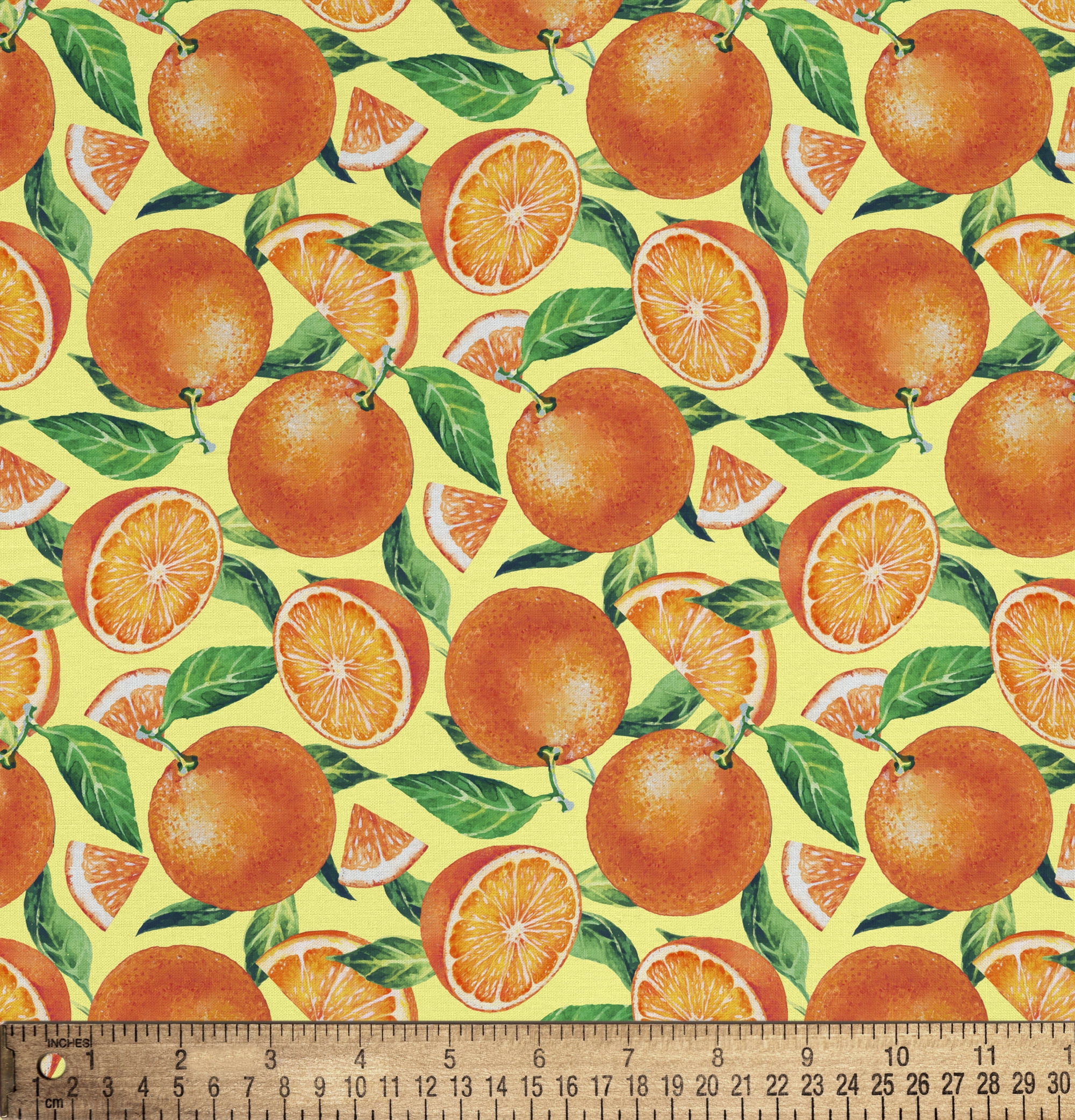 1 Yard 100% Cotton Orange Slices, Yellow, 44" Wide for Quilting & Sewing by David Textiles