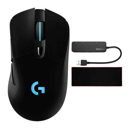 Logitech G703 LIGHTSPEED Wireless Gaming Mouse Bundle with Extended Mouse Pad and 4-Port 3.0 USB Hub