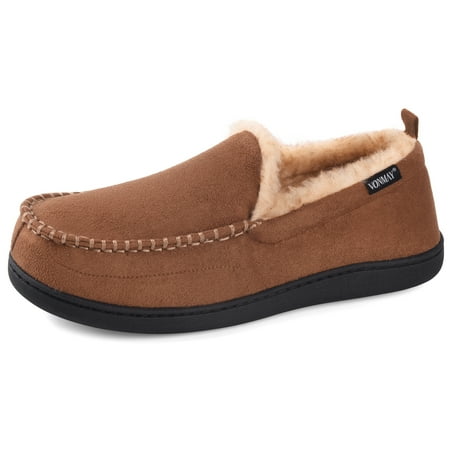 

VONMAY Men s Moccasin Slippers Fuzzy House Shoes Memory Foam Indoor Outdoor