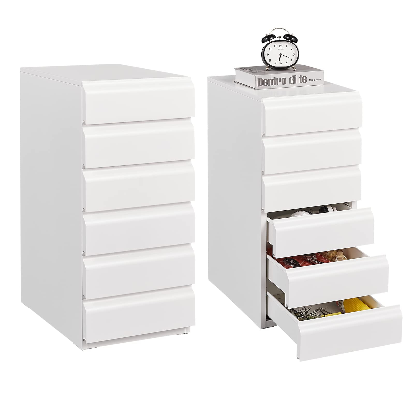 Fesbos 6 Drawer Metal Chest, 14.17" Deep Small Metal Storage