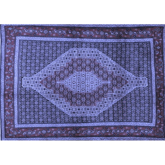 Ahgly Company Machine Washable Indoor Rectangle Persian Blue Traditional Area Rugs, 7' x 10'