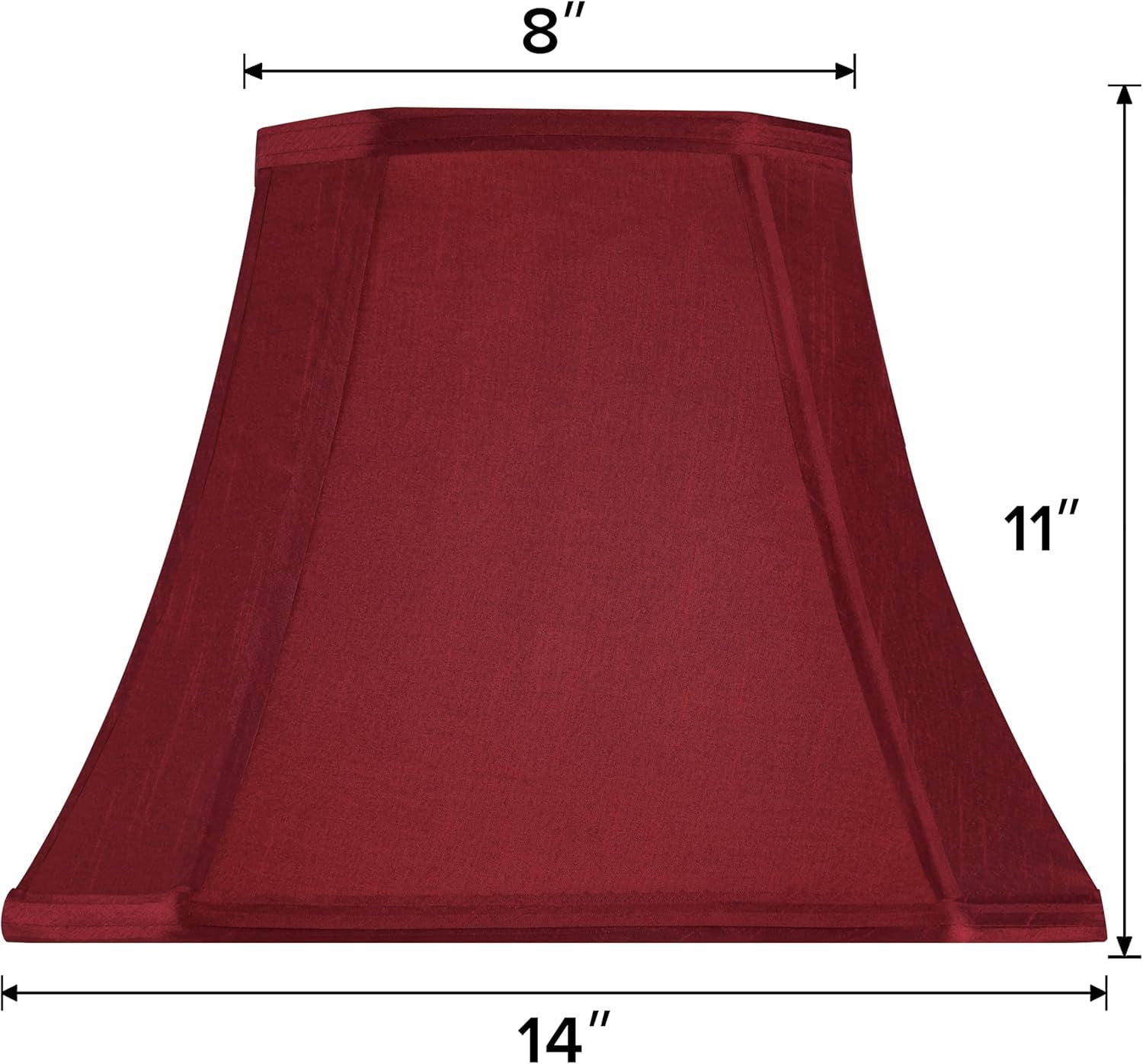 Burgundy Lamp Shade Square Cut Corner for Table Lamp and Floor Lamp, 8x14x11 Inch Medium Natural Faux Silk, Easy Assembly Required (Single) Red Modern & Victorian Lampshade Replacement