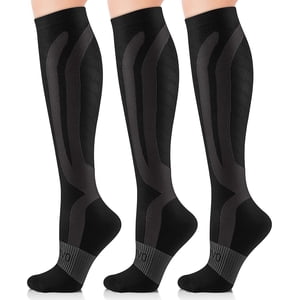 Cambivo Compression Socks Knee High 3-Pair, 20-30 mmHg