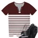 thumbnail image 5 of Camisetas de Cuello Redondo Botón de Impresión de la Moda de Manga Corta de las Mujeres, Poliéster Spandex, 5 of 5
