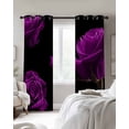 thumbnail image 3 of Purple Rose Blackout Curtains, Light Blocking Print Window Curtains, Vintage Abstract Garden Flower Floral Black Thermal Insulated Window Drapes for Living Room Kitchen Cafe 2 Panels, 84"W x 84"L, 3 of 9