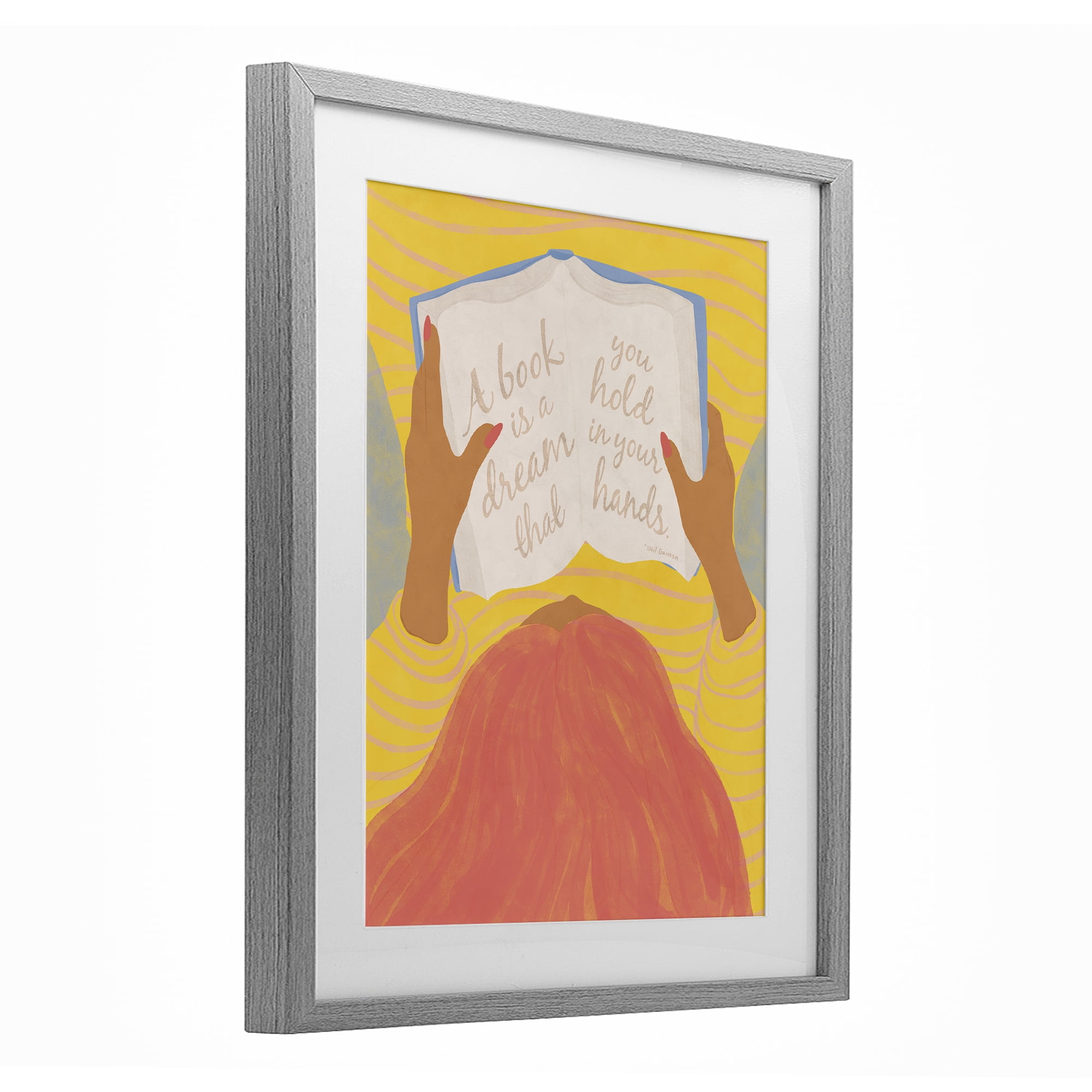 Stupell Industries A Book Is A Dream Gray Framed Print Under Glass, design by Kristina Hultkrantz