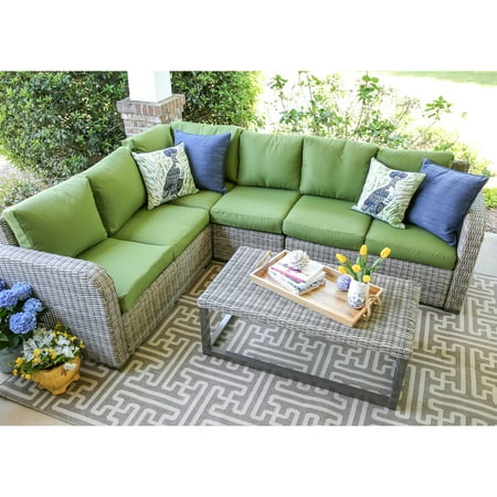 sectional wicker leisure conversation patio forsyth piece corner cushions frame lowes