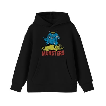 Scooby Doo Cartoon Beware The Monsters Scooby Hiding Youth Boys Black Hoodie-M