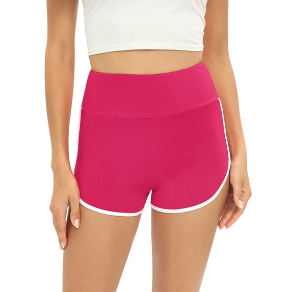 Xmarks Women's Plus-Size Run Shorts Sport Booty Shorts Yoga Dance Sleeping Short Pants Summer Athletic Shorts Rose Red US 6-18