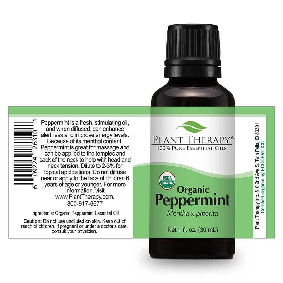 Plant Therapy Organic Peppermint Essential Oil, 100% Pure, USDA Certified Organic, for Diffusion, Skin, Hair, 30 mL (1 oz)