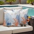 thumbnail image 4 of Orange Navy Blue Coral Outdoor Waterproof Pillow Covers, Summer Beach Coastal Ocean Decorative Square Throw Pillowcase Sofa Cushion Sham for Patio/Couch/Chair, 16"x16" 2 Pack, 4 of 8