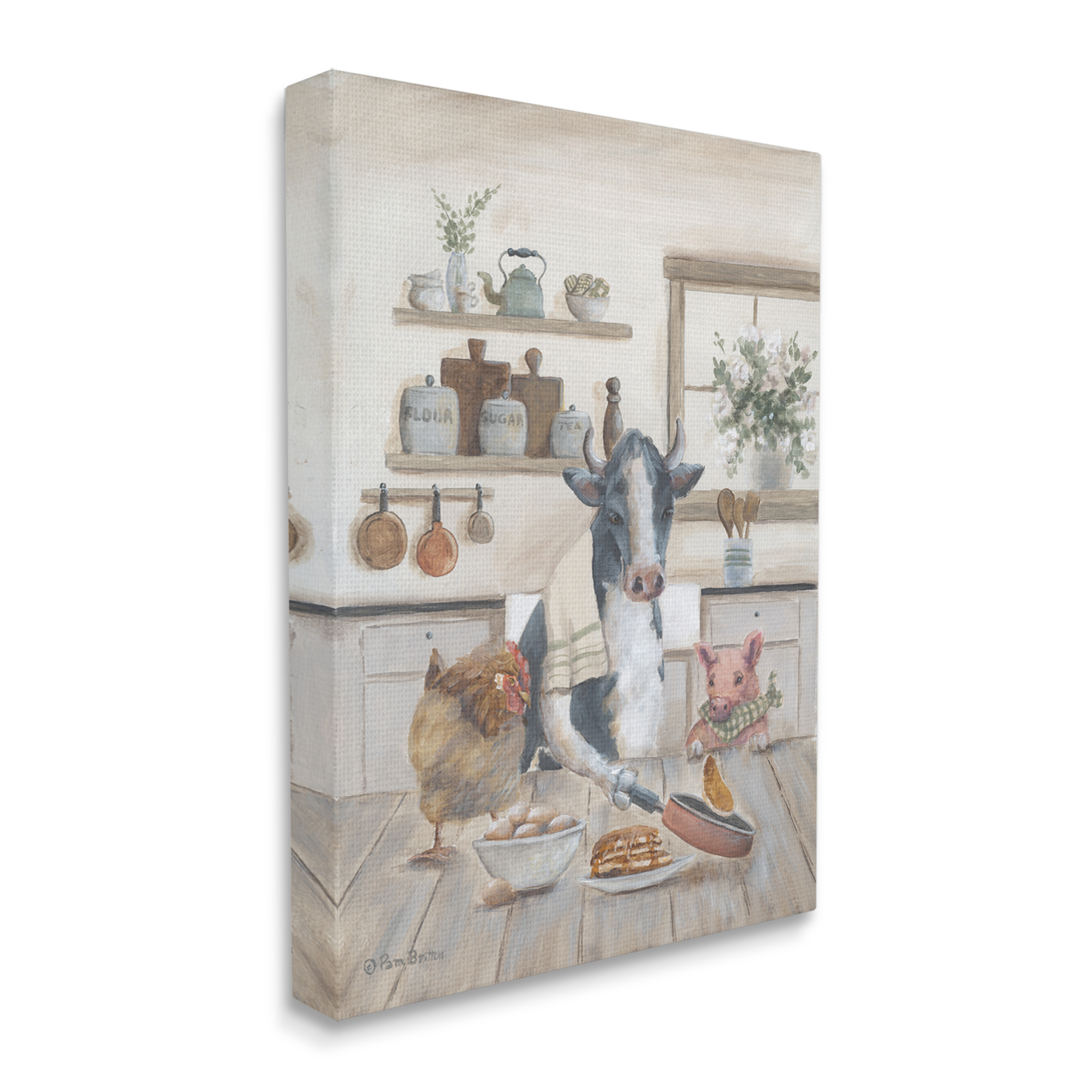 Stupell Industries Farm Animals in Kitchen Animals & Insects Painting Gallery Wrapped Canvas Print Wall Art, 30 x 40