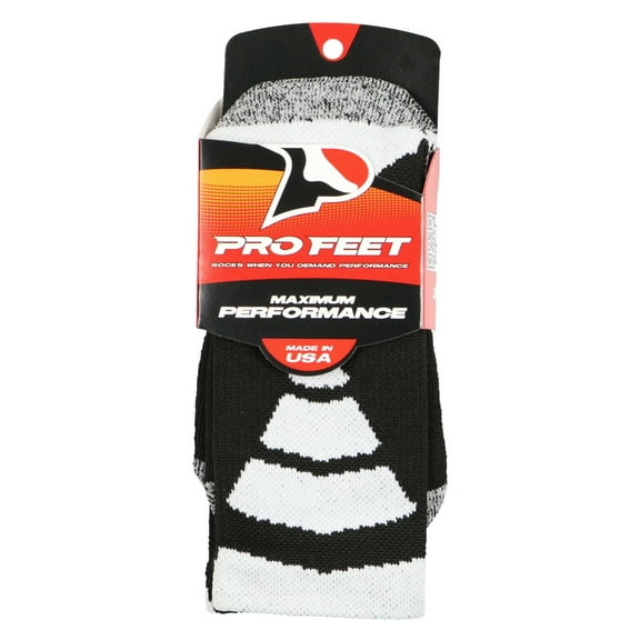 Pro Feet Men's Maximum Performance Crew Socks Large (8-12) Black White