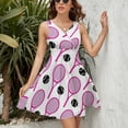 thumbnail image 3 of Vivid Pink Tennis Rackets Pattern Dress Fashion Beach Long Dresses Female Party Printed Sundress, 3 of 7