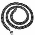 thumbnail image 4 of Mens Black Stainless Steel Curb Cuban Chain Necklace or Bracelet 6/8/10/12/15mm, 4 of 6