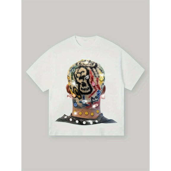 People's back graphic print T-shirt, men's T-shirt, summer casual short-sleeved T-shirt