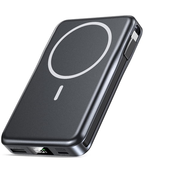 Magnetic Portable Charger, 10000mAh Power Bank, 5 in 1 Portable Charger with Built in Cable, 20W Fast Charging for Magsafe Battery Pack Compatible with iPhone 18/17/16/15/14/13/12 Pro/Pro Max-Black