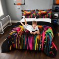 thumbnail image 3 of Manfei Basketball Queen Comforter Set, Sports Comforter Sets Queen, Black Multicolor Orange, Black Reversible 3pcs 1 Comforter and 2 Pillowcases, 3 of 6