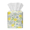 thumbnail image 2 of FKELYI Lemon Flower Print Tissue Box Cover PU Leather Texture Tissue Holder Squared Facial Paper Organizer Holder for Home Bedroom Living Room Tabletop Decor, 2 of 7