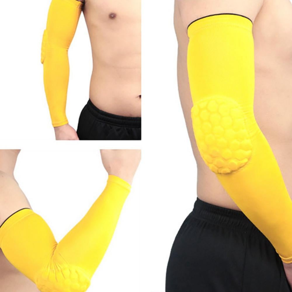 2PCS Sports Padded Compression Arm Sleeves,Arm Protective Support Crash Proof Elbow Pads Compression Arm Sleeve With Elbow Pad for Football, Volleyball, Baseball