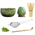 thumbnail image 1 of YSTIANN Premium 5-Piece Matcha Kit: Traditional Bamboo Whisk, Ceramic Bowl, Sifter & Stand – Complete Set for Authentic Japanese Tea – Perfect Gift for Newcomers & Connoisseurs(Brownish Green), 1 of 7