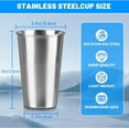 thumbnail image 2 of 4 Pack 16 Ounce Stainless Steel Pint Cups Shatterproof Cup Tumblers Unbreakable Metal Drinking Glasses for Bar, Home, Restaurant, 2 of 7