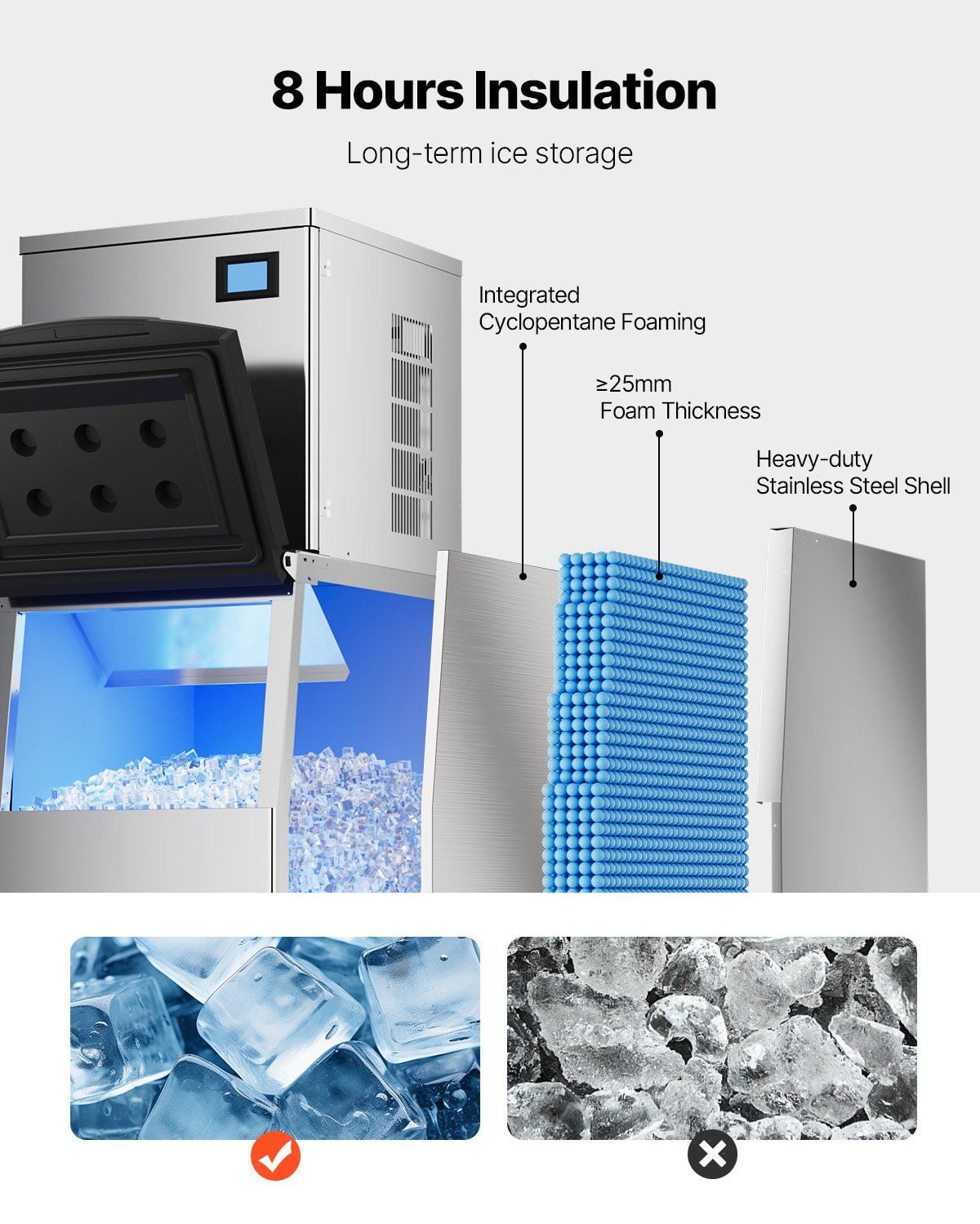 Stainless Steel Commercial Ice Bin – 250lbs Large Capacity, Food Grade Ice Storage Solution