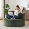 thumbnail image 3 of MAYEERTY Compressible Corduroy Round Lounge Sofa, Modern Couch with Spring Cushion for Apartment, 49*45*35"Green, 3 of 8