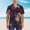 thumbnail image 2 of Fotbe Roses Skulls Camisa Hawaiana para Hombre Unisex – Camisa Casual de Verano con Botones de Manga Corta de Algodón y Lino,X-Large, 2 of 7