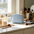 thumbnail image 4 of Blue Polka Dot Toiletry Bag, Waterproof Travel Makeup Bag with Large Capacity Storage and Zipper Closure, Portable Cosmetic Organizer for Women Travel Vacation Business Trips, 4 of 6
