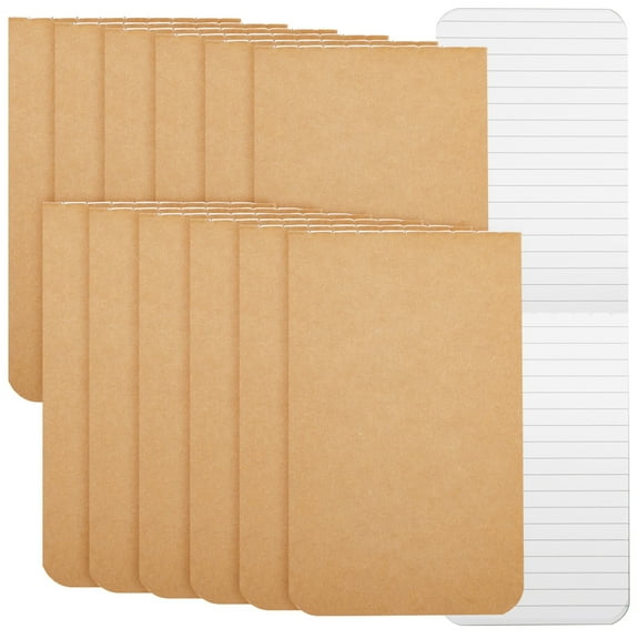 12 Pack Small Pocket Notepad, Kraft Paper Cover To Do List Notebook, Memo, Top Bound, 64 Lined Pages Each (2.7x4.5 In)
