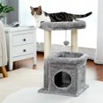 thumbnail image 6 of Pefilos 27" Cat Tree Tower for Indoor Cats with Private Cozy Cat Condo, Natural Sisal Scratching Posts and Plush Pom-pom for Small Cats, Gray, 6 of 7