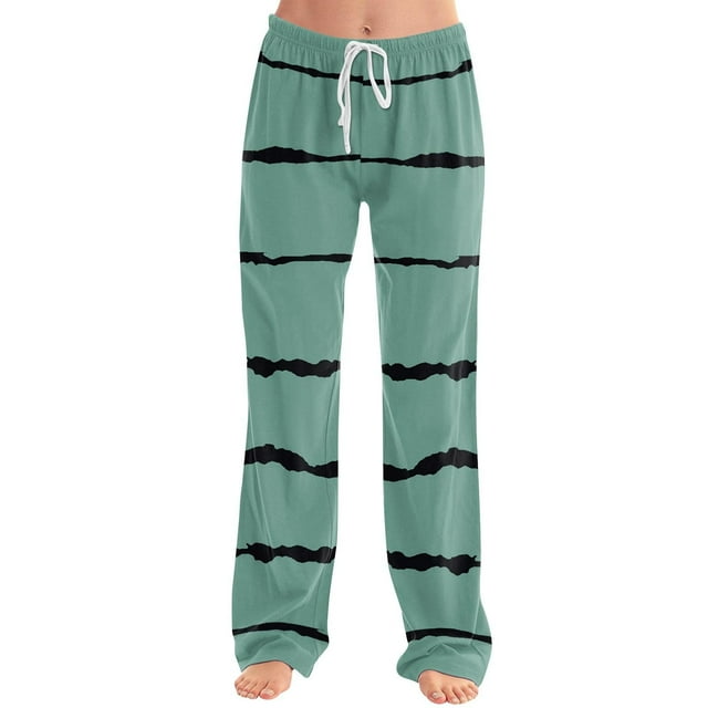 fatyb Lounge Pants for Women Printed Pajama Pants with Drawstring Womens Comfortable Wide Leg Pants