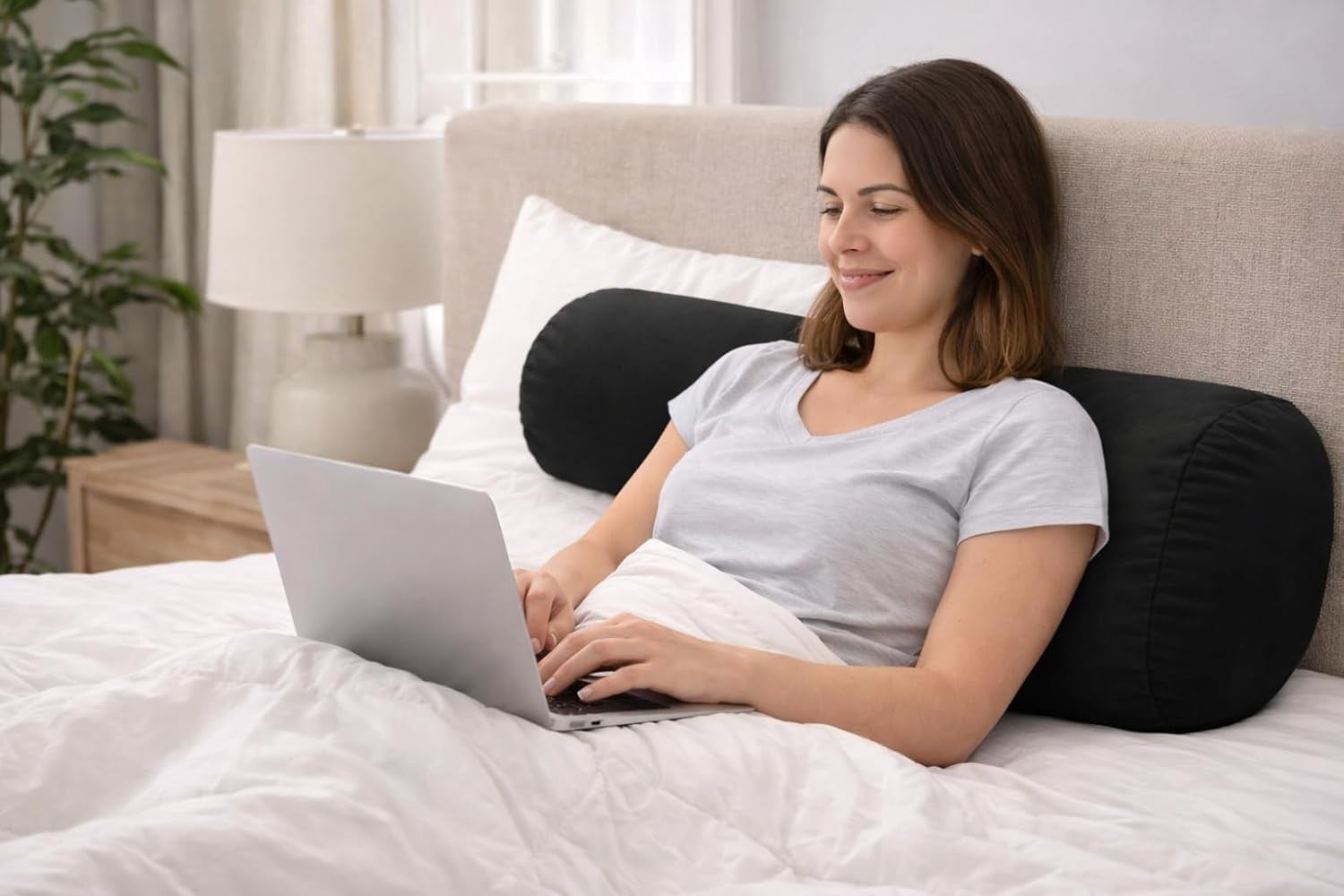 Mushy Pillows Compact Body Pillow – Moldable Microbead Support for Side Sleepers, 30" x 8"