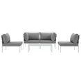 thumbnail image 4 of Modern Contemporary Urban Design Outdoor Patio Balcony Five PCS Sectional Sofa Set, Grey White Gray, Rattan, 4 of 7