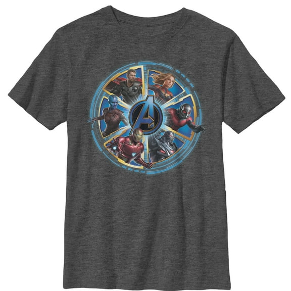 Boy's Marvel Avengers: Endgame Hero Wheel Graphic Tee Charcoal Heather Small