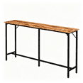 thumbnail image 6 of Hassch Narrow Bar Table, 71"W Pub Table with Metal Frame and Adjustable Foot, Multifunctional Console Table for Living Room Party, Brown, 6 of 6