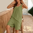 thumbnail image 6 of Yubnlvae Women's Jumpsuit V-Neck Sleeveless Loose-Fit Pocket Shorts Romper - Blue/Black/Beige/Gold/Green/Dark Gray - S/M/L/XL/XXL (Green | S), 6 of 9