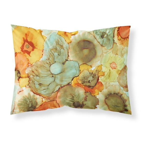 Carolines Treasures 8969PILLOWCASE Abstract Flowers Teal and Orange Fabric Standard Pillowcase Standard multicolor