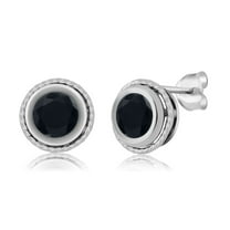Gem Stone King 1.60 Ct Round 6mm Black Onyx 925 Sterling Silver Stud Earrings for Women Men