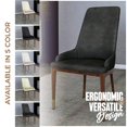 thumbnail image 6 of LeisureMod Modern Dining Chair Upholstered in Leather with Brown Rubberwood Legs Accent Kitchen Room Side Chairs Viva Series in Dark Grey, 6 of 11
