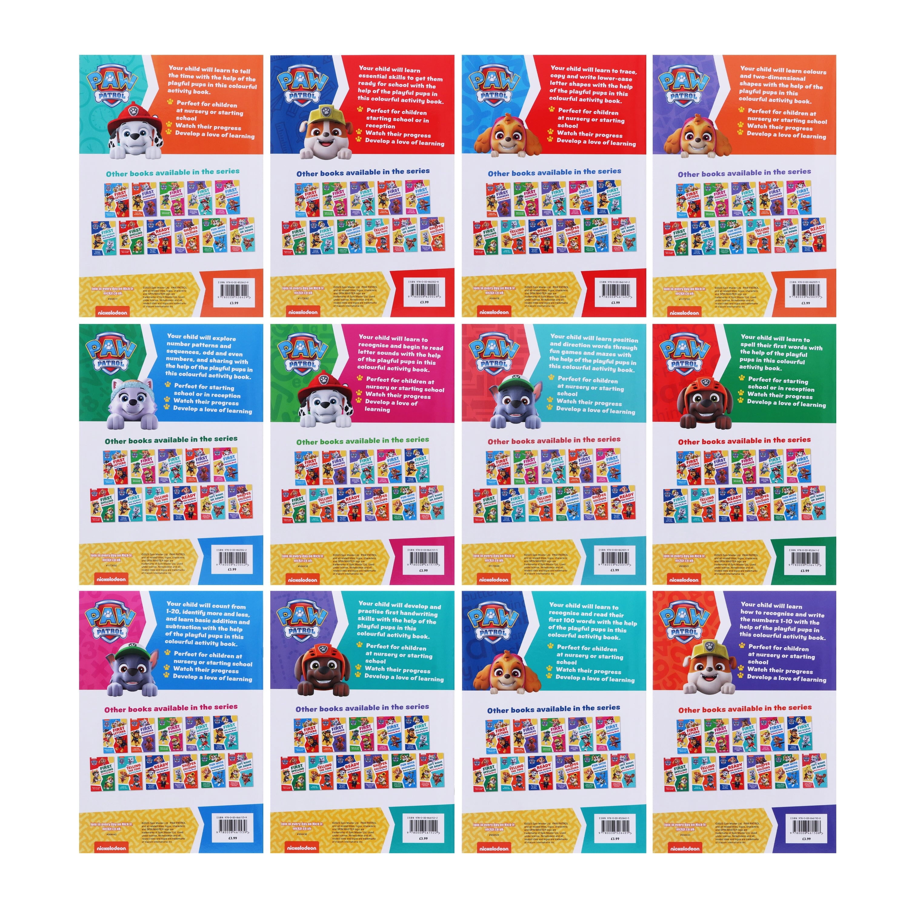Paw Patrol Get set for school Activity Books By Collins 12 Books - Ages 3-4 - Paperback