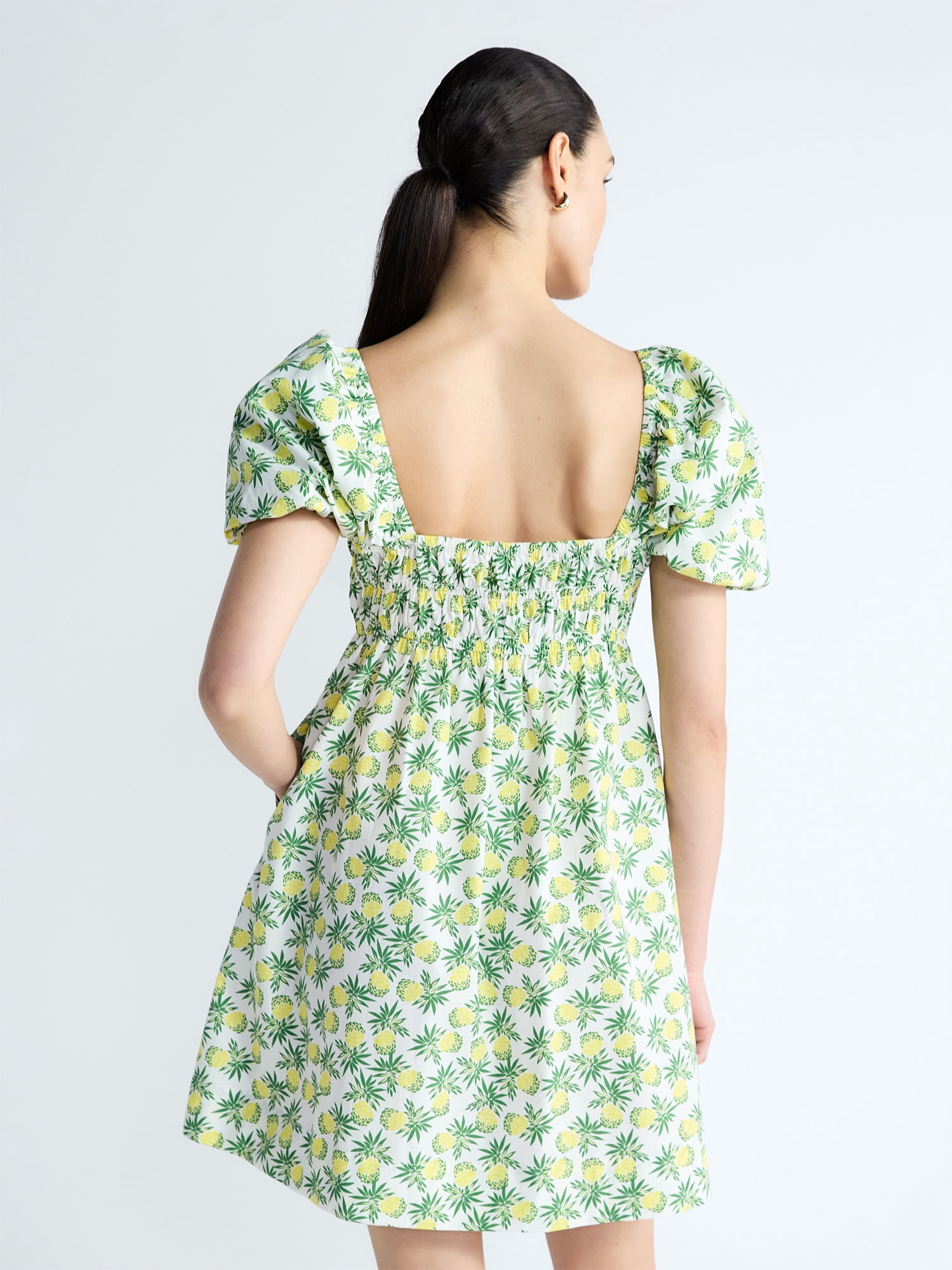 Free Assembly Women's and Women's Plus Puff Sleeve Peasant Mini Dress, Sizes XS to 4X