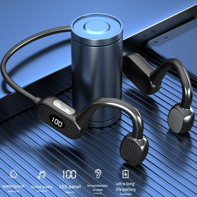 Auriculares de conducción Auriculares inalámbricos digitales Bluetooth 3D Bass Outdoor Auriculares deportivos impermeables