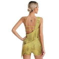 thumbnail image 2 of Alvivi Women Sequins Tassel Fringed Latin Leotard Jazz Tango Samba Dance Costume Yellow L, 2 of 7