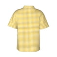 thumbnail image 3 of Bixox Men's Hawaiian Shirts Men's Yellow Gingham Print Short-Sleeve Shirt-X-Large, 3 of 8