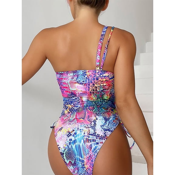 Vedolay One Piece Swimsuit Women Women's Plus Size Swimdress Flower Printed Swimwear Cover Up Swimsuits,Purple XL