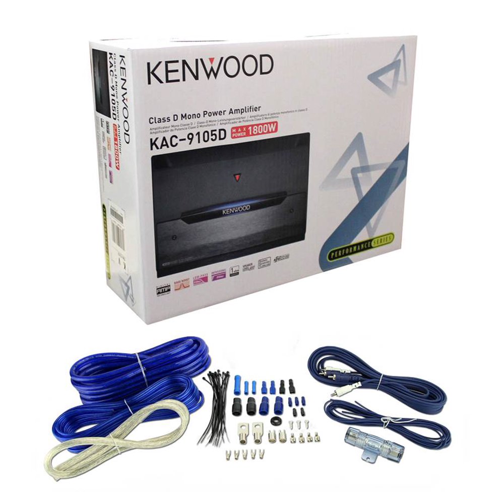 New Kenwood KAC9105D 1800W Mono D Car Amplifier Power Amp + 4 Gauge