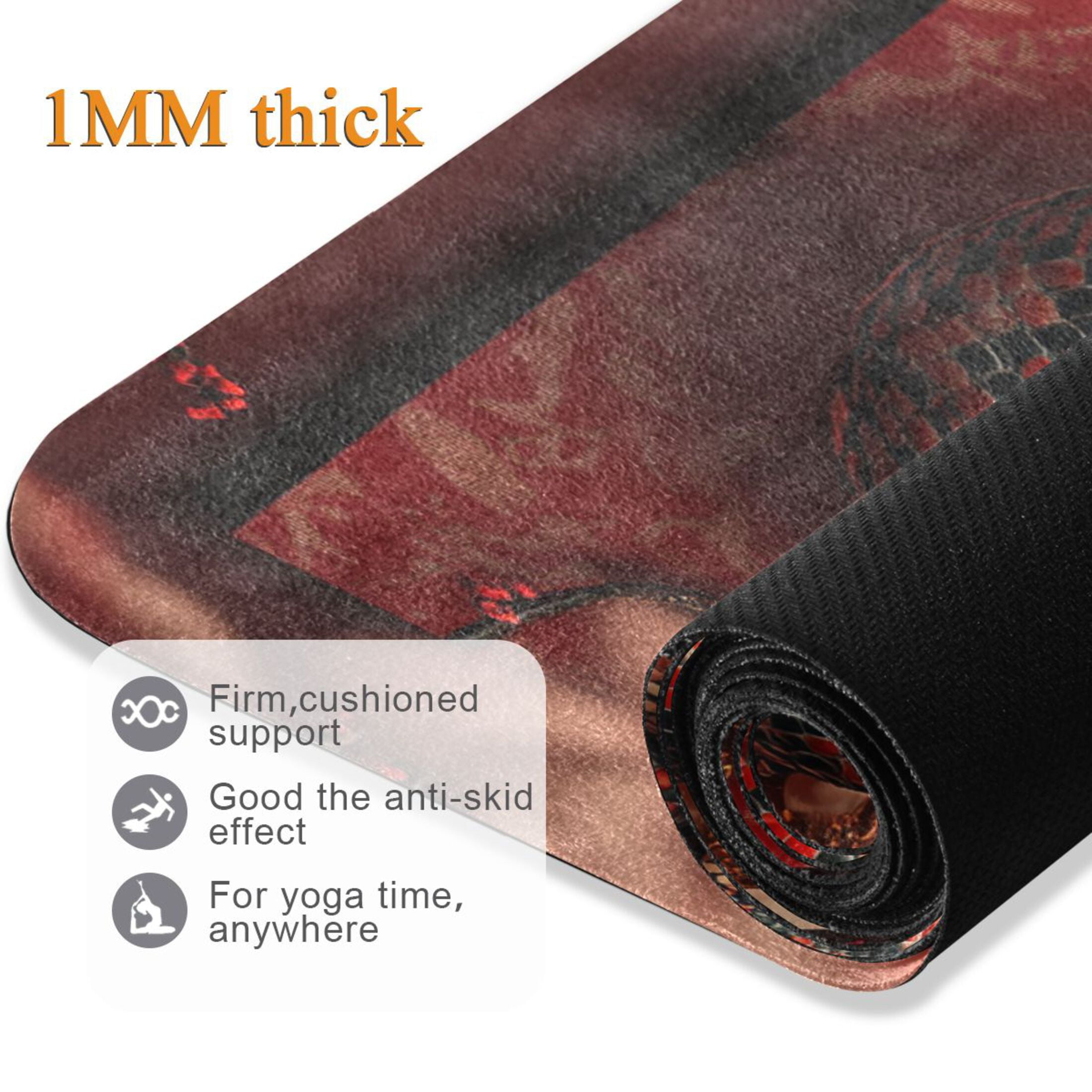 BZSMCE Yoga Mat Women Red Snake with Flowers Fitness Mat